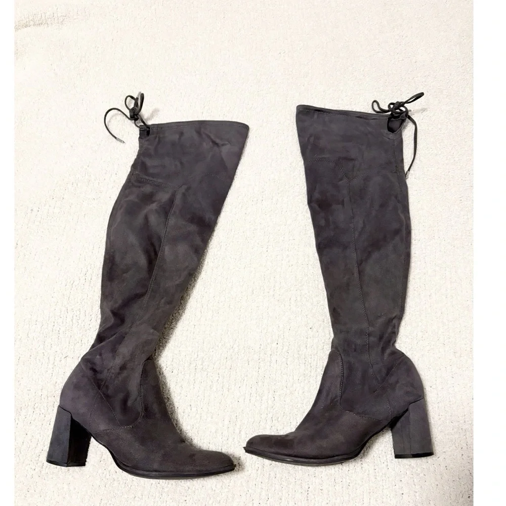 Marc Fisher Dark Gray Over The‎ Knee Boots Faux Suede