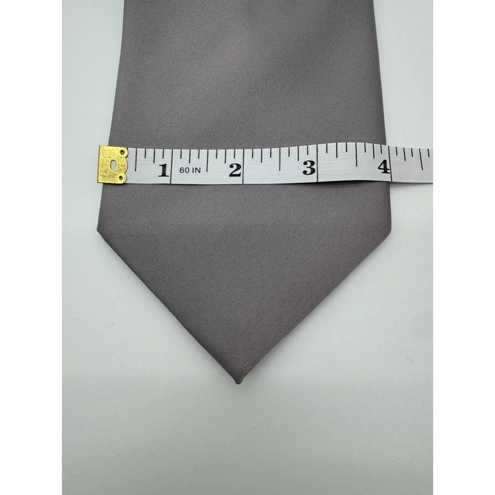 Geoffrey Beene Solid Gray Tie Classic Polyester Necktie Formal Business