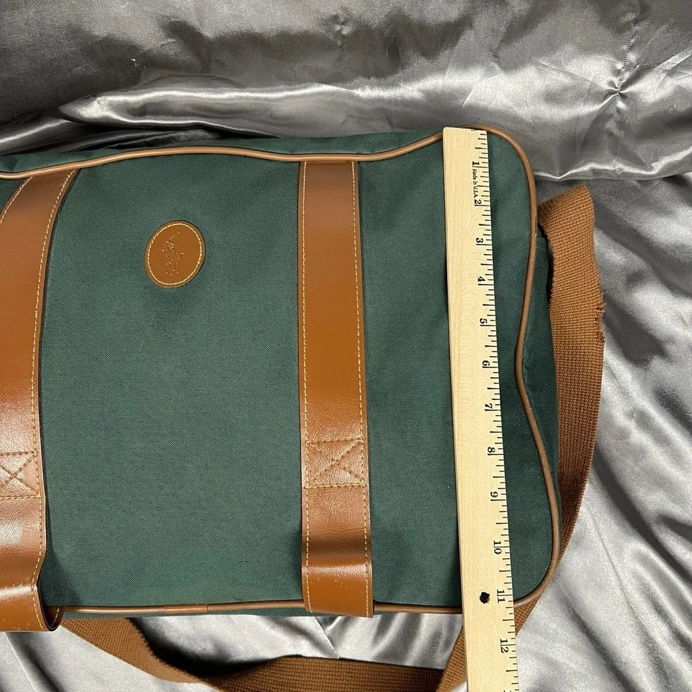 Polo Ralph Lauren Mens Bag Green Satchel Messenger Crossbody Travel Vintage 90s