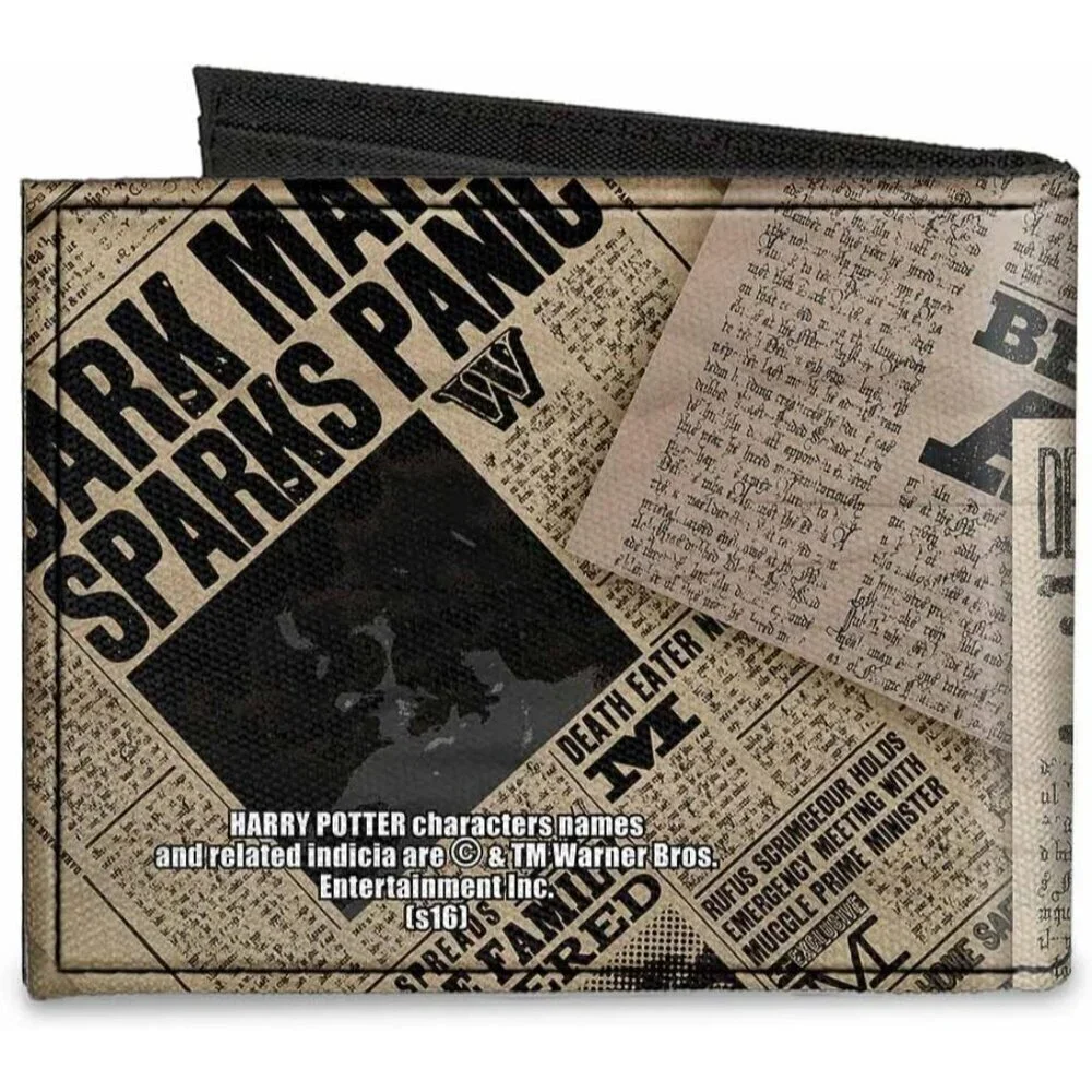 ✨Men's Brown Canvas Bi-fold Wallet-Harry Potter Newspaper Headlines Und Wallet