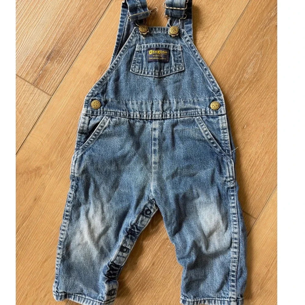 Vintage OshKosh Bgosh Kids Denim Overalls 18 Months Blue Vestbak Made in USA