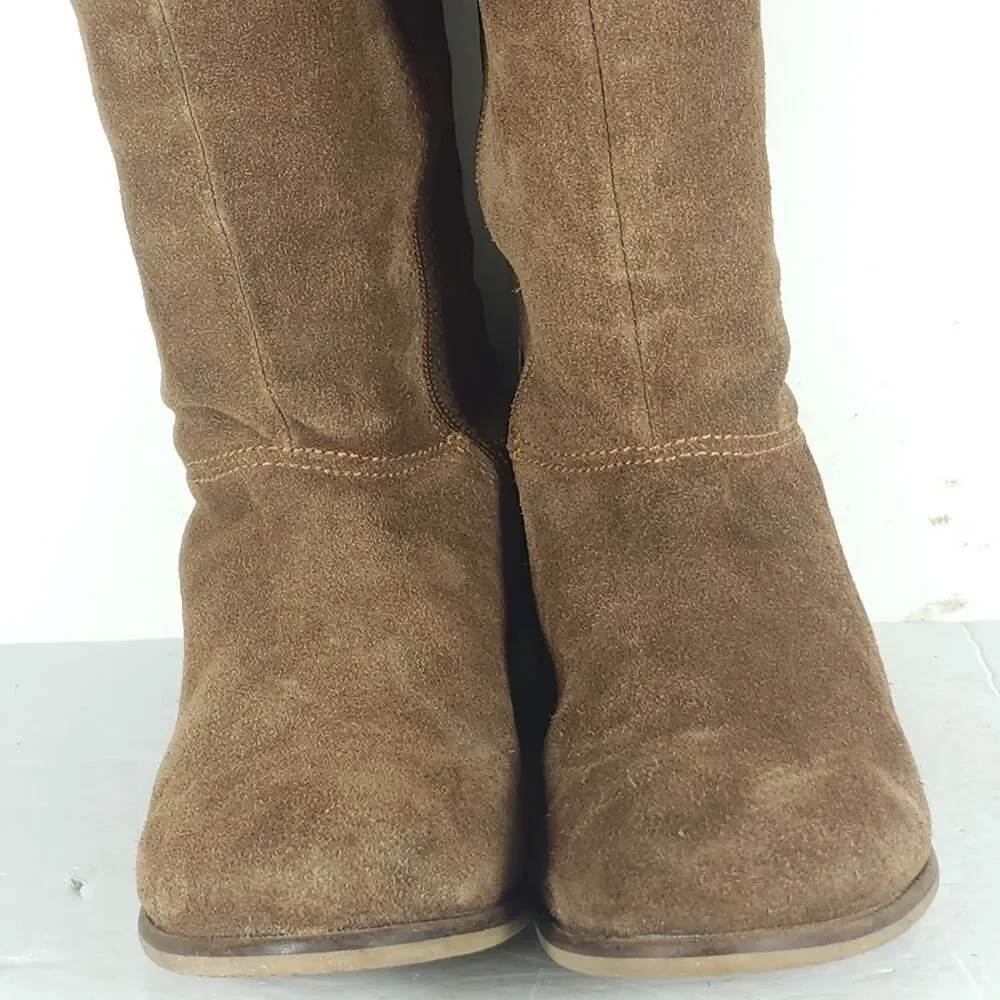 Rag & Co Women’s US 8,5? Brown Suede Side Zip Lace Over The Knee Riding Boots