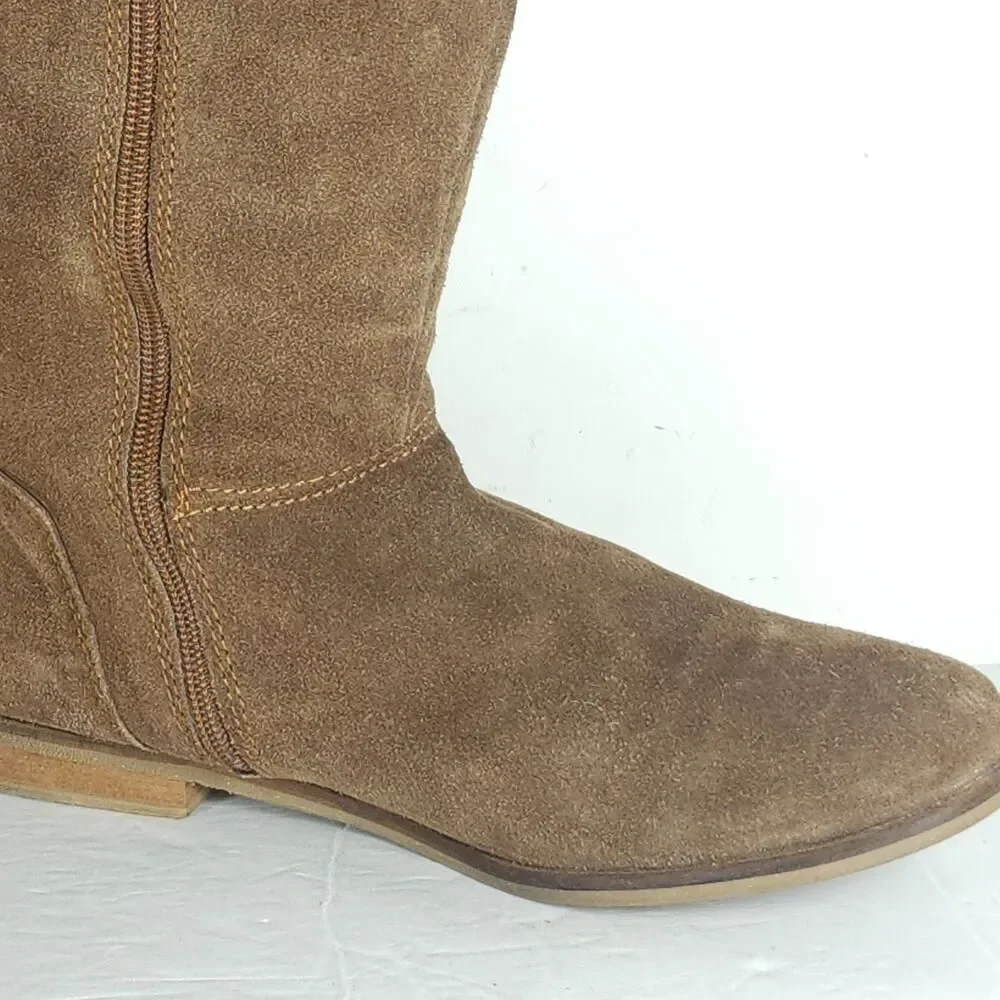 Rag & Co Women’s US 8,5? Brown Suede Side Zip Lace Over The Knee Riding Boots