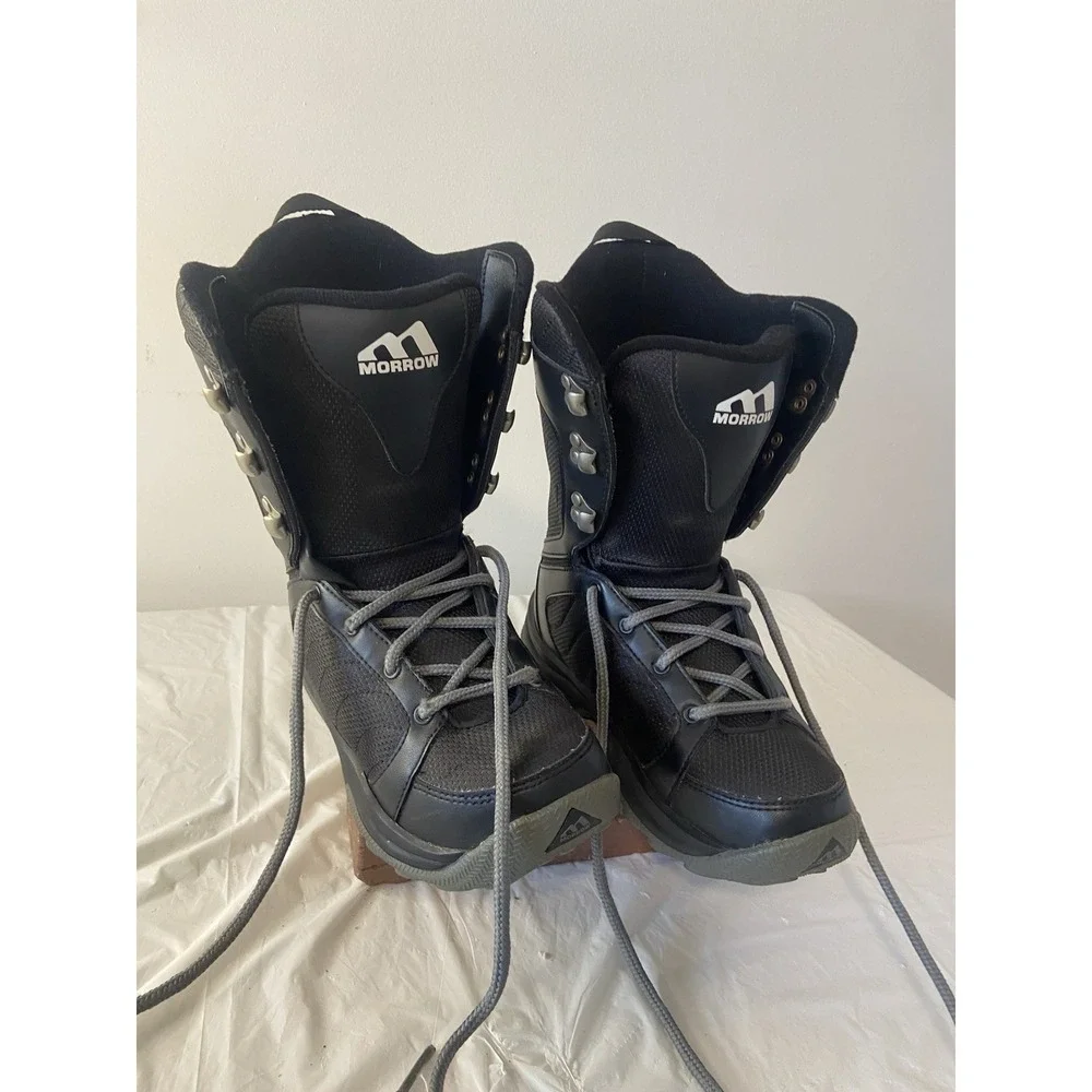 Kids Morrow Black Slick Lace Up Snowboard Boots-New‎ Without Box-Size 4