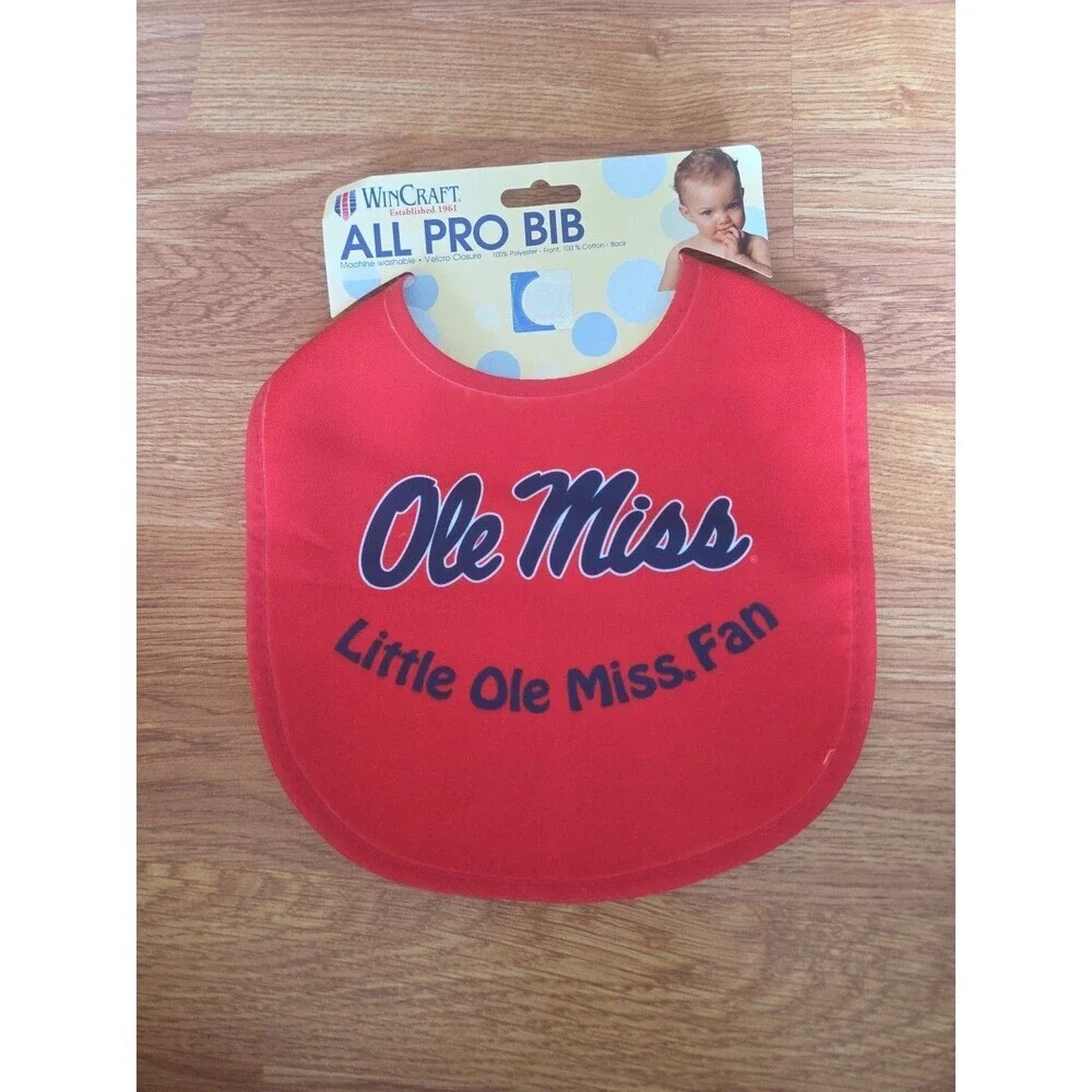 NCAA Ole Miss Rebels Baby Bib Red NEW Washable All Pro Bib