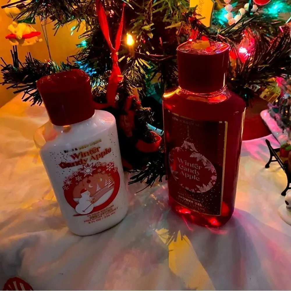Christmas Winter Candy Apple Set Bath & Body Works Shower Gel & Body Lot…