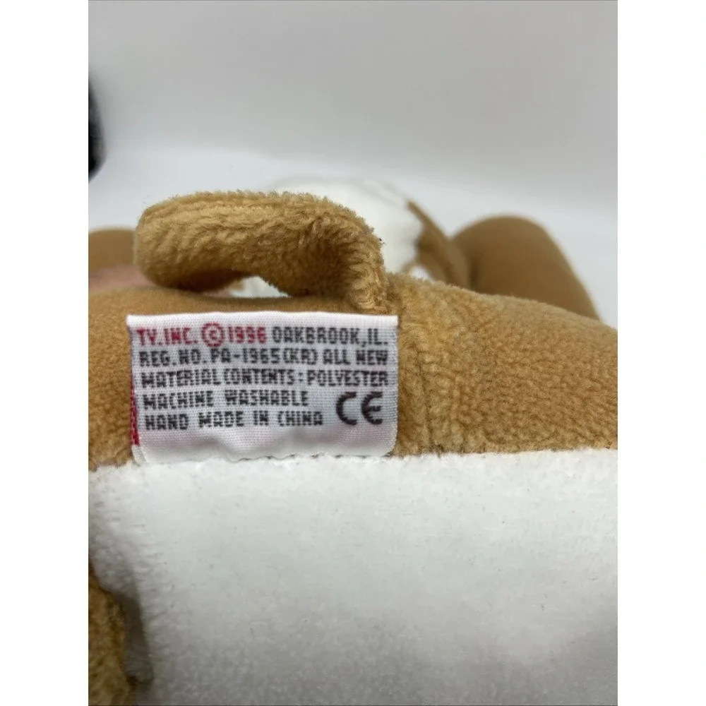 Ty Pluffies Lot 2 Plush Dog Toys Shaggy Tan Puppy and Brown White Bulldog 2004