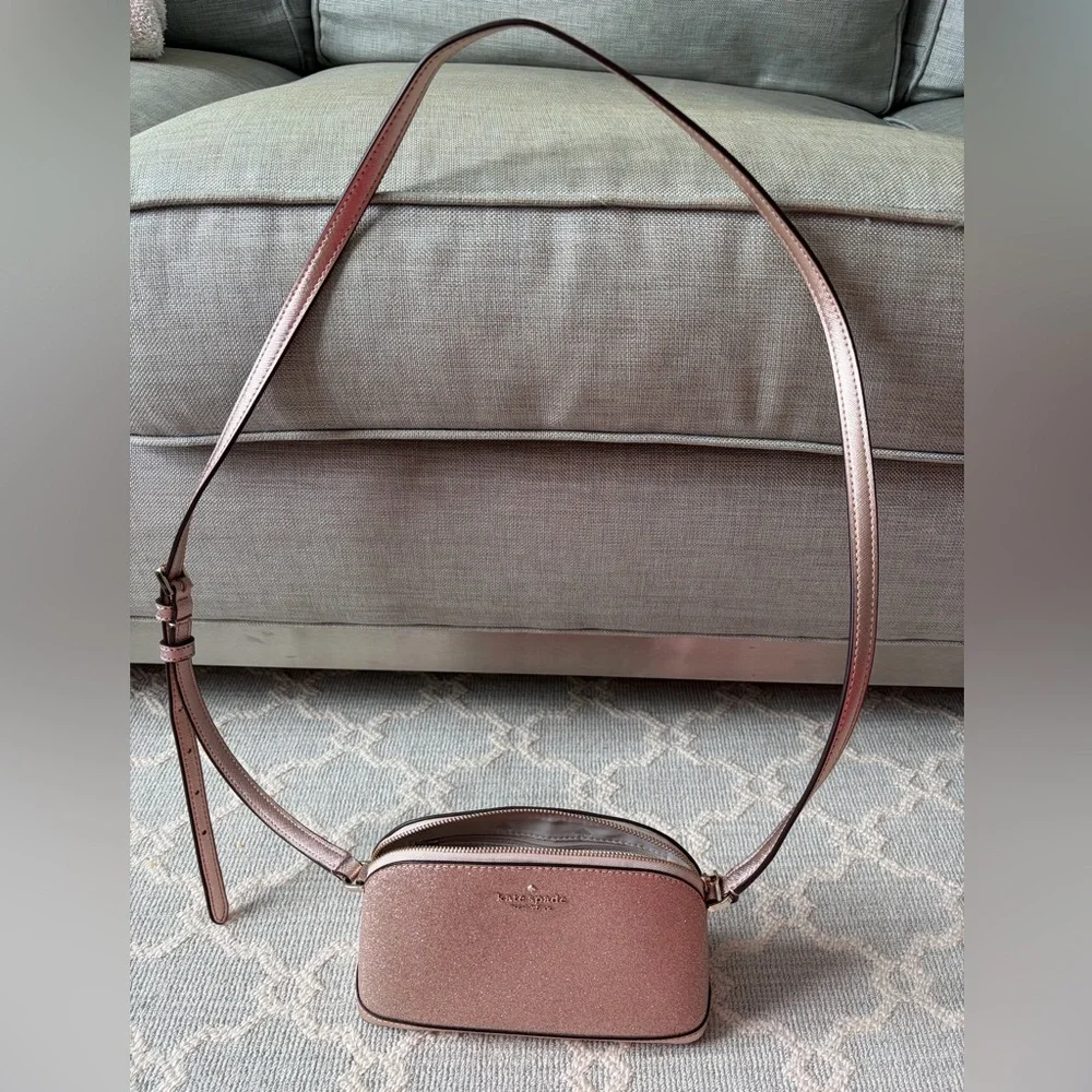 Kate Spade rose gold glitter crossbody bag