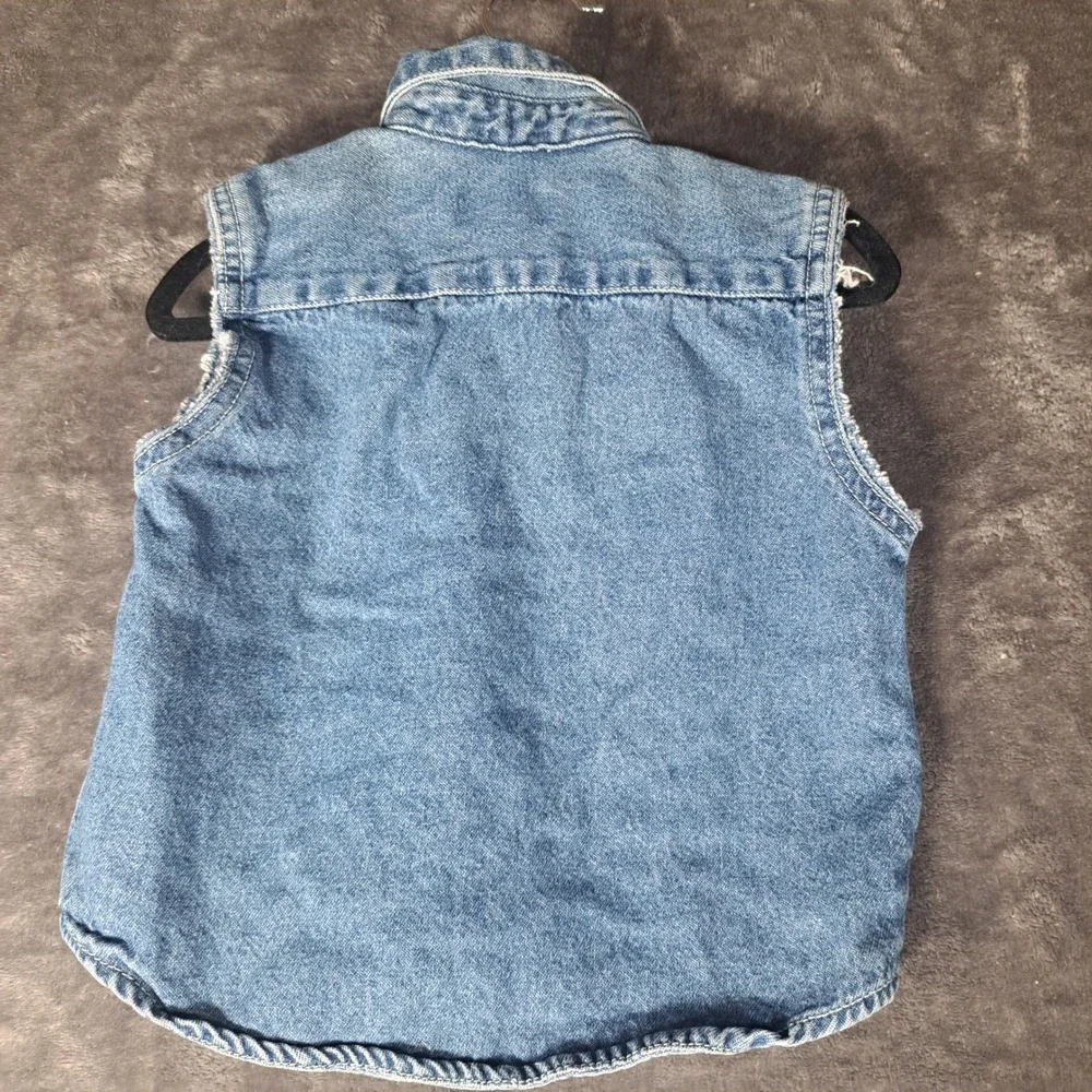 The Childrens Place Baby Denim Vest Blue 6-9 Months Retro Western Biker