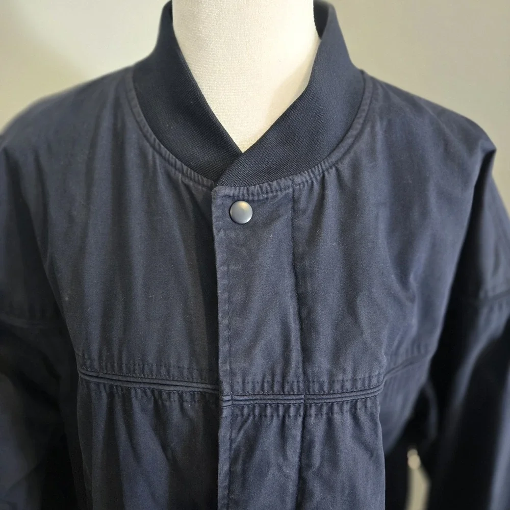 Knightsbridge Vintage Bomber Jacket Mens Large Navy Zip Snap Cotton