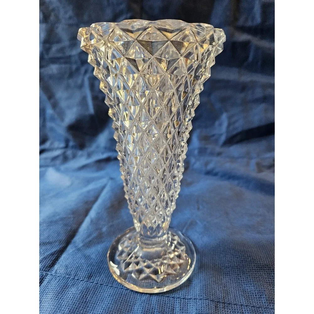 Vintage 6 Inch American Brilliant Heavy Cut Glass Vase Cut Crystal EUC