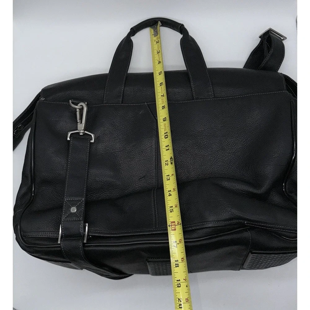 Johnston & Murphy J & M Black Pebbled Leather Briefcase Laptop Messenger Bag