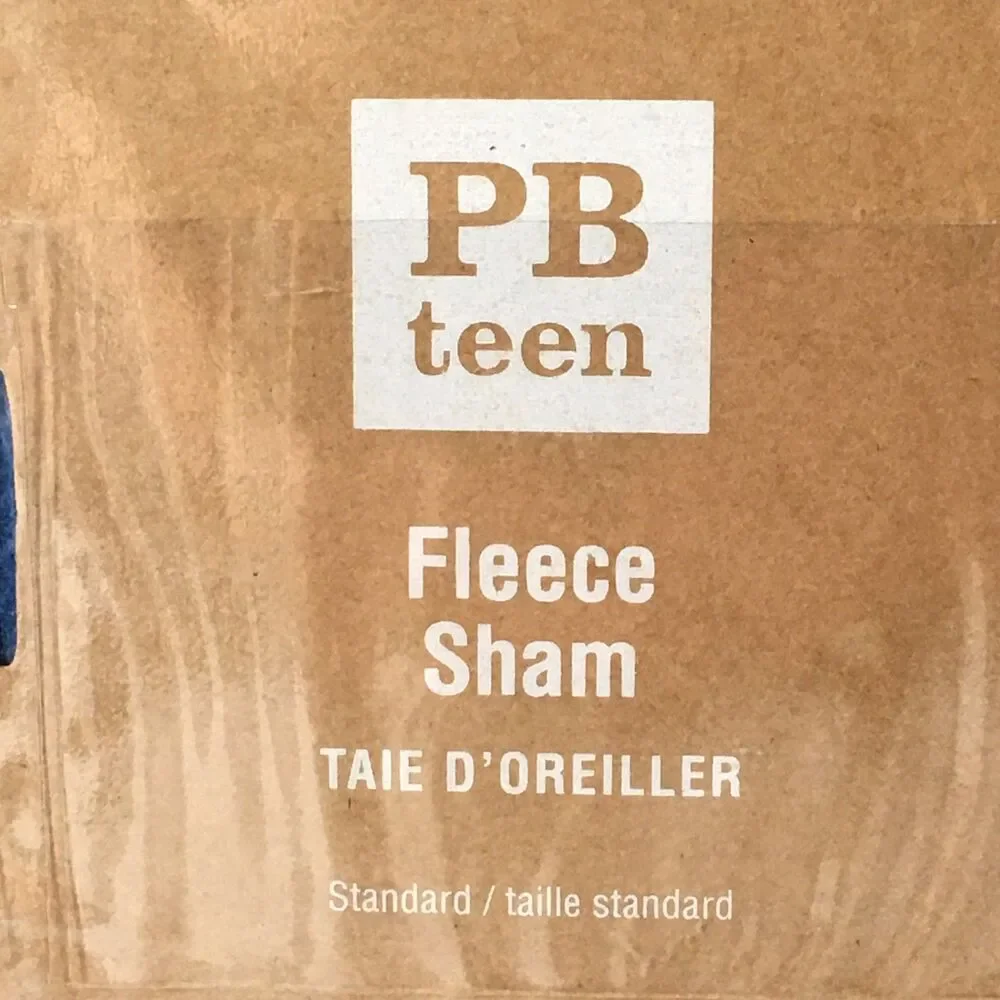 Pottery Barn Teen Blue Black Striped Fleece Pillow Sham - Standard Size NEW