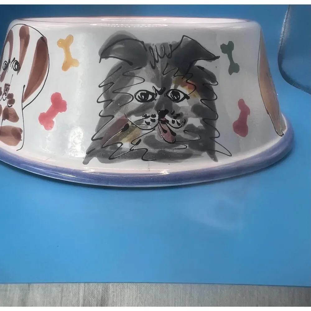Mesa International Hand Crafted Pottery Pet Food Bowl~Water Bowl~Dog Bone~Signed