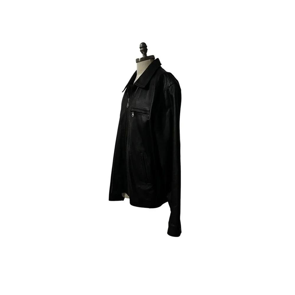 Wilsons Black Leather Zip Jacket Minimalist Classic Men's LT