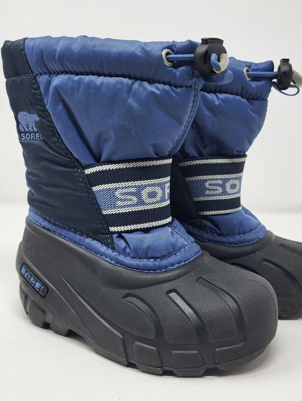 SOREL Cub Snow Boot Blue Black Warm Lining Pull On Unisex Size 9