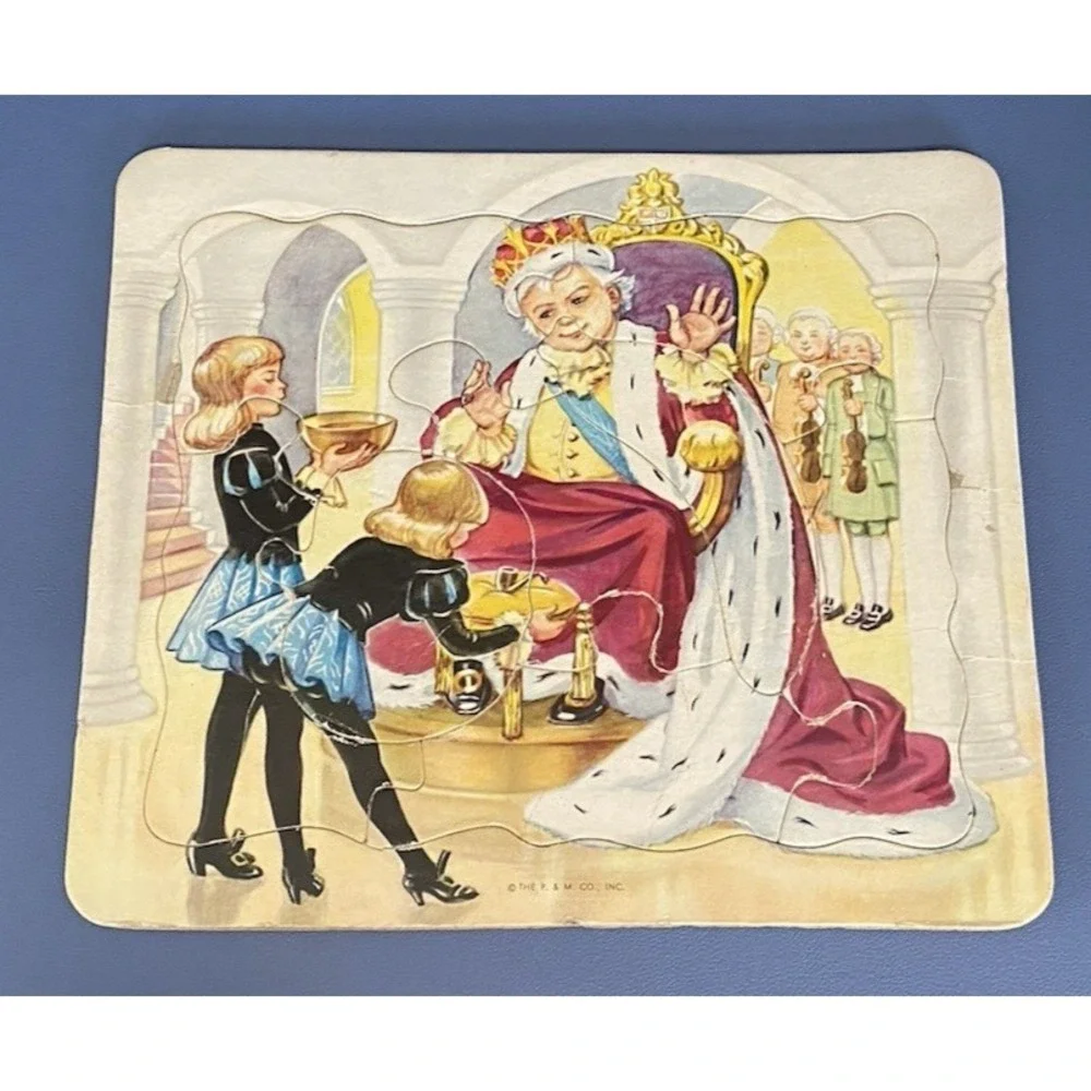 Platt & Munk Vintage Puzzle Cardboard Old King Cole Nursery Rhyme Made in USA