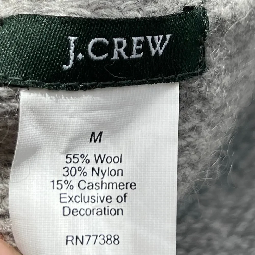 J. Crew gray cardigan sweater wool cashmere preppy rhinestone academia Y2K