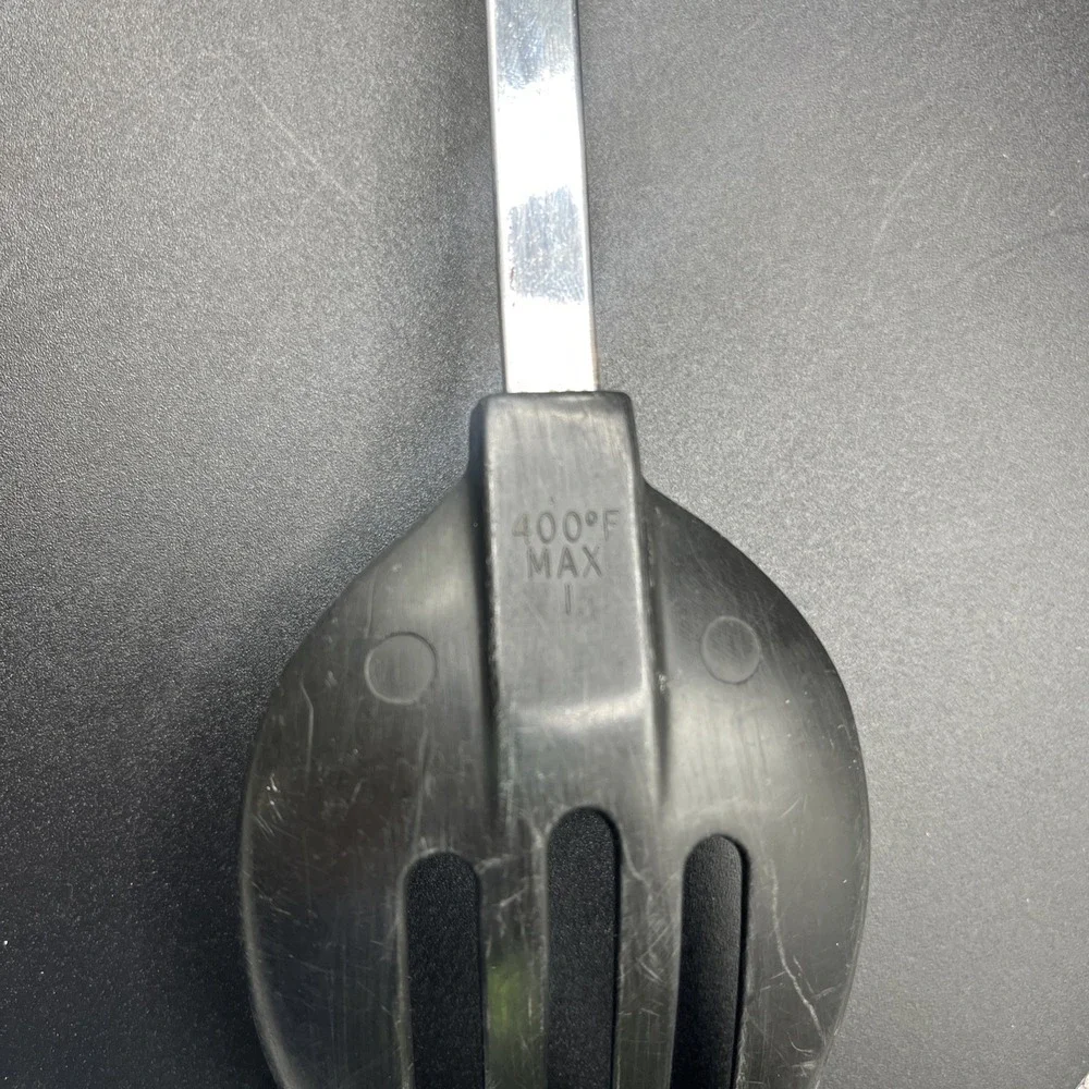 Vtg EKCO Nylon Slotted Spoon Cooking Serving Black Heat Resistant 400° F 12