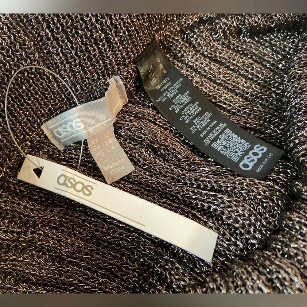 ASOS~NWT~Shiny Metallic Ribbed Knit Leggings~Wide Elastic Waistband~Size 6