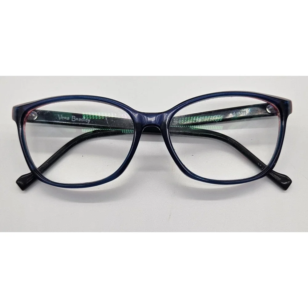 Vera Bradley Eyeglasses Frames Blue Floral Patterned Arms Womens Optical Glasses