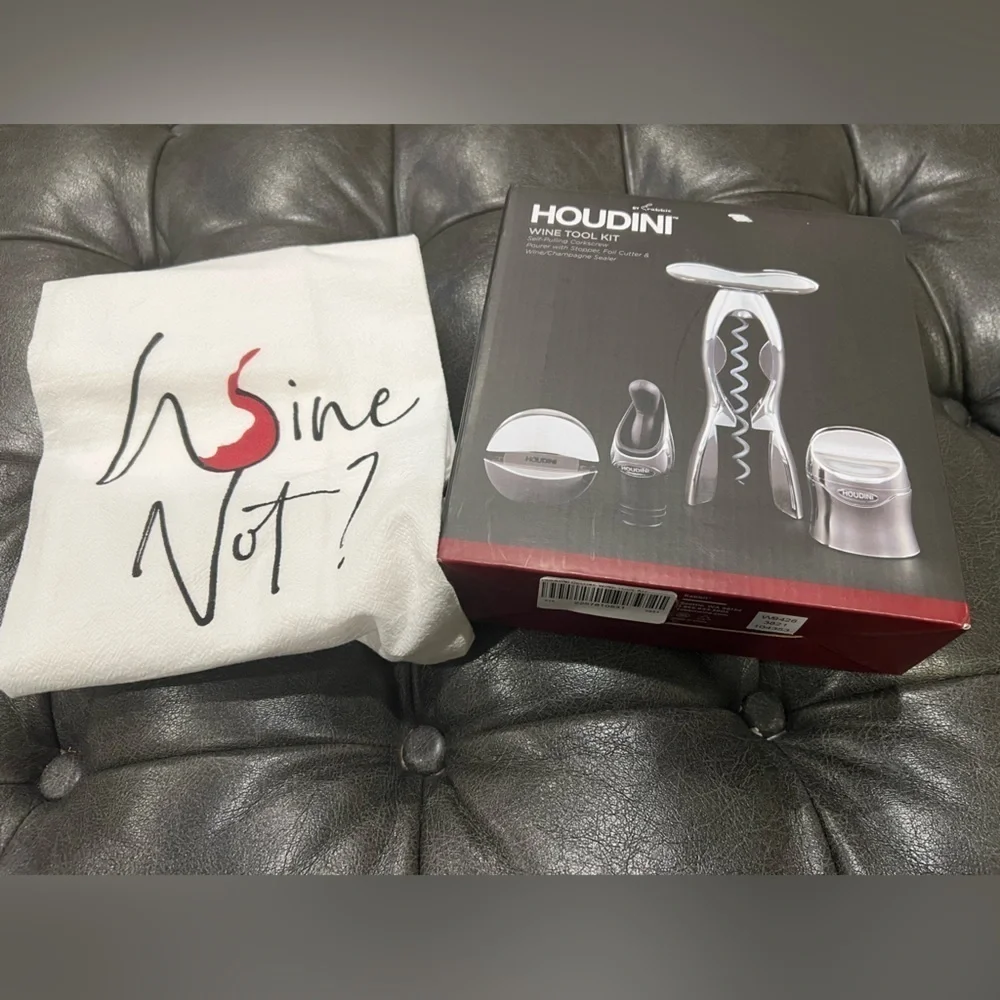 New! Wine Tool Kit With “Wine Not” Decorative Towel