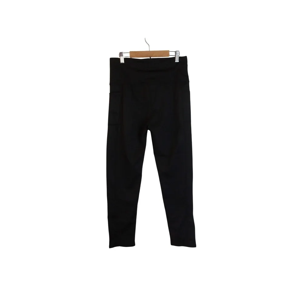 Black Leggings‎ with Pockets High Waisted Athletic Yoga Pants Size L/# 3554