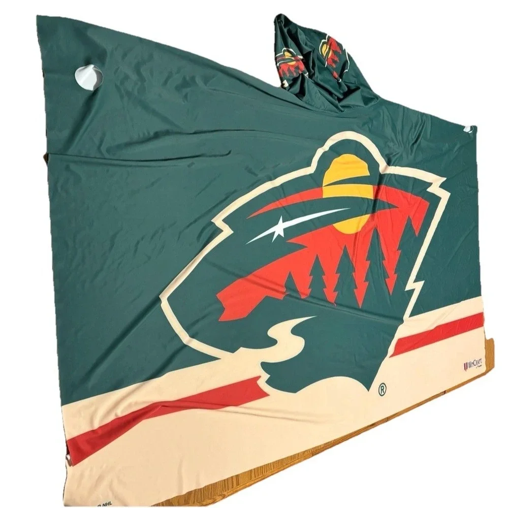 NHL Minnesota Wild Poncho Fan Wearable Blanket Let's Play Hockey WinCraft Rare