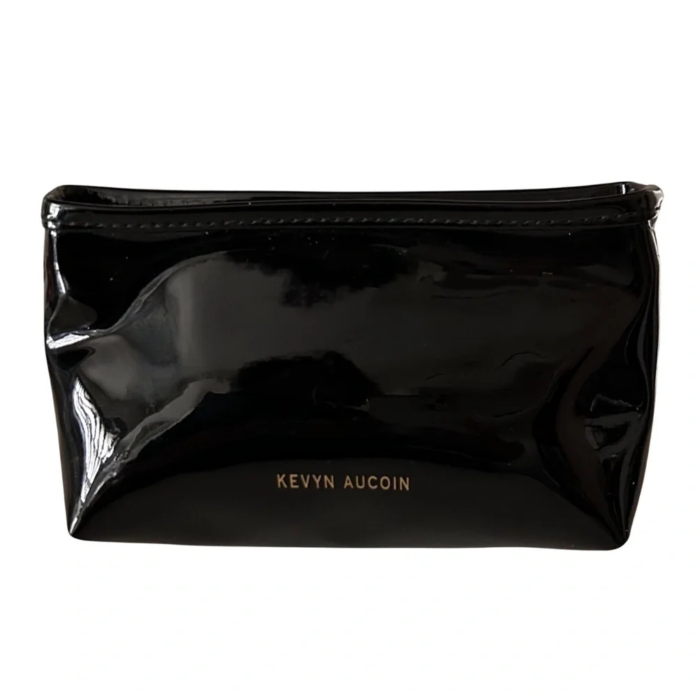 Kevyn Aucoin Black Patent Zip Top Cosmetic Bag