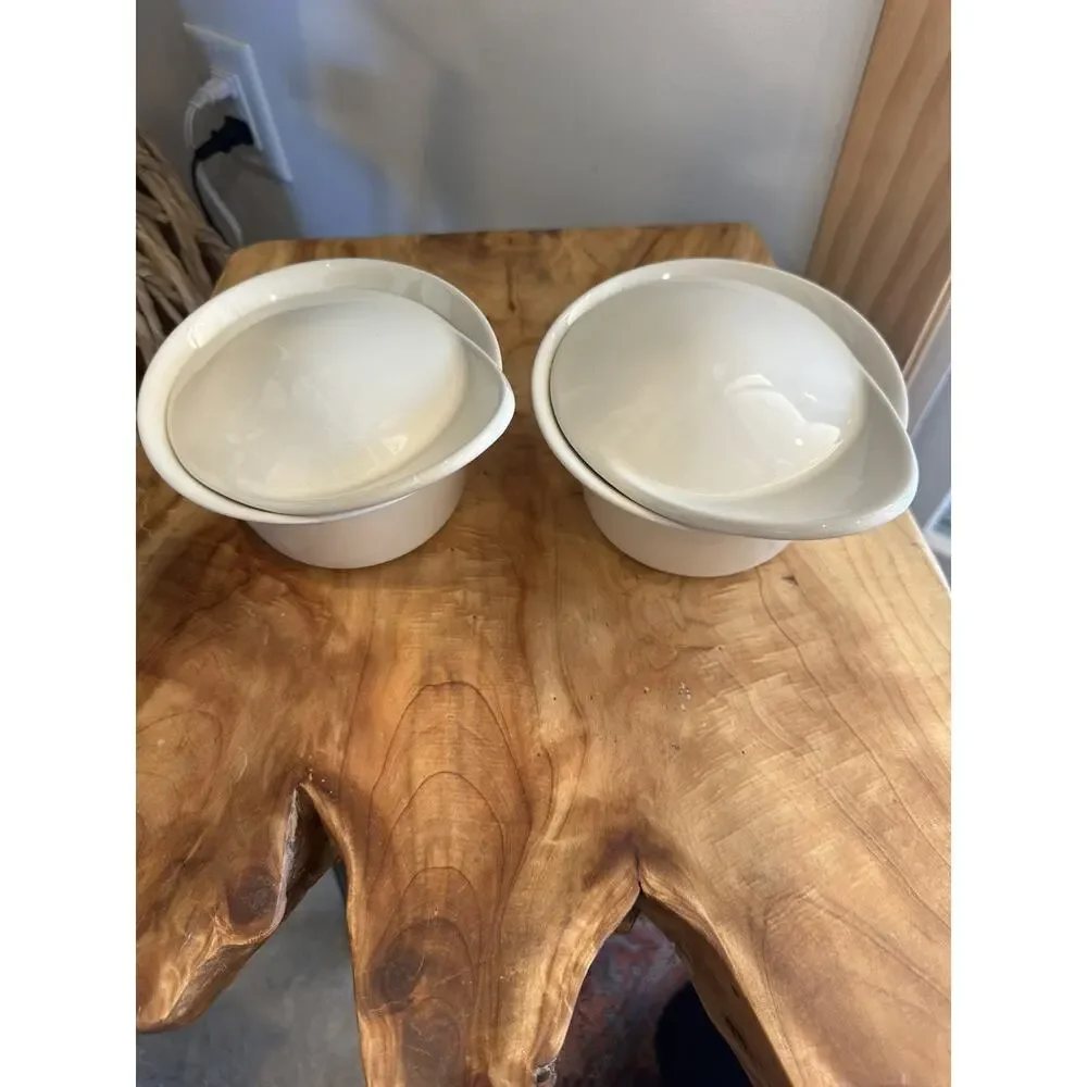 IKEA FARGKLAR Oven Serving Dish With Lid 5”(6.8 oz) Beige Set of 2 Never Used