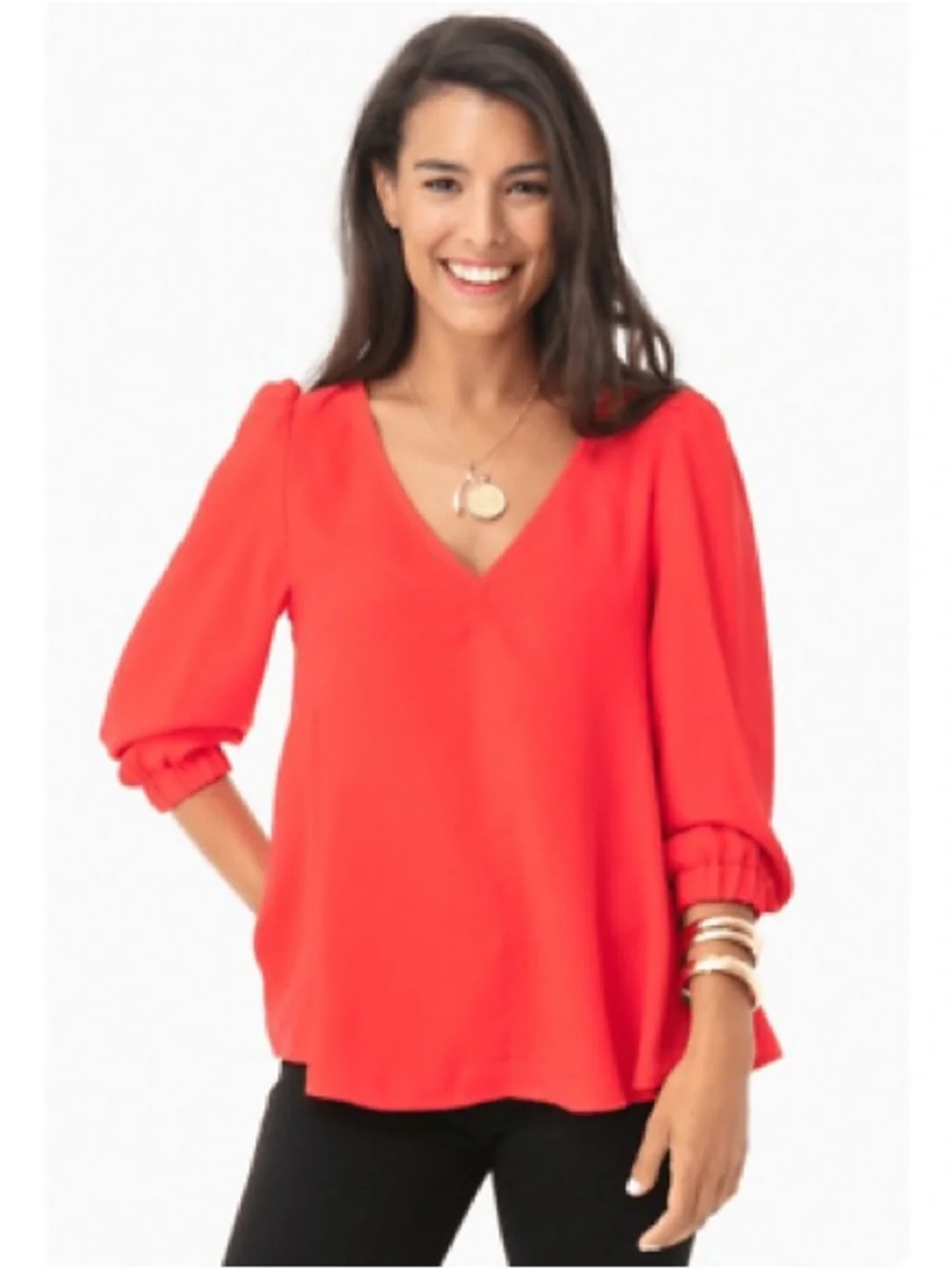 Tuckernuck Women's Poppy Red Hollis Blouse Flowy Top Career Casual Size Medium