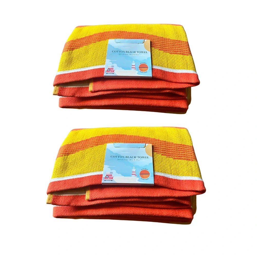 2 Pack Beach Towels 40x72 100% Cotton Large Pool Towels Soft Quick Dry