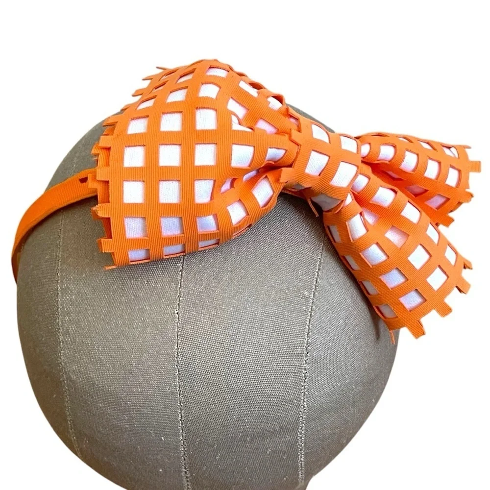 4/$25 Orange Gingham Bow Headband