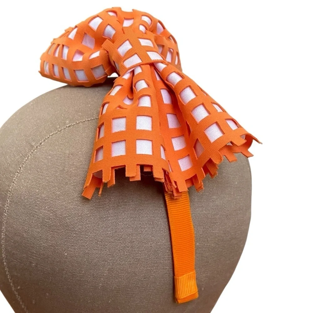 4/$25 Orange Gingham Bow Headband
