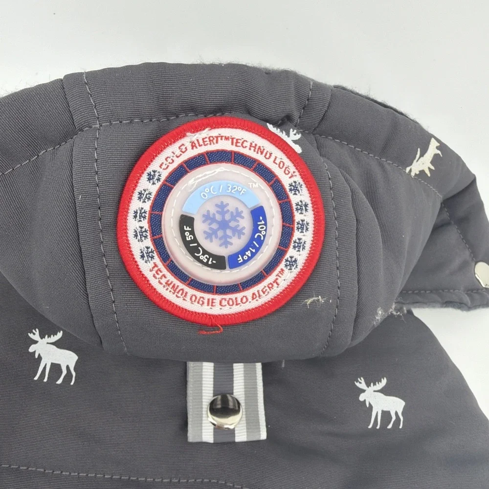 LuvGear Reversible Gray, Plaid Flannel Moose Puppy/Dog Coat/Jacket‎ Size SM