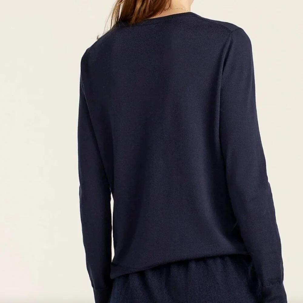 J. Crew Margot Crewneck Sweater Wool Size S Navy Blue