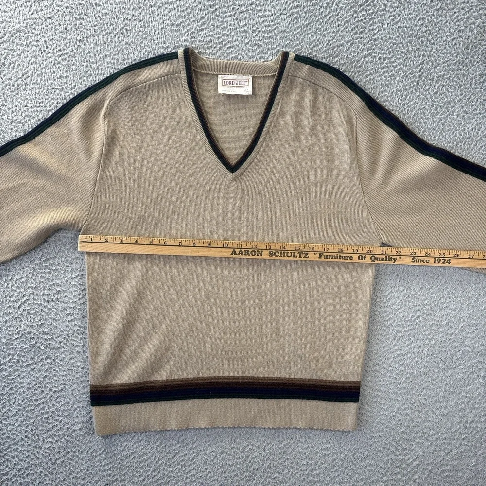Vintage Lord Jeff‎ Sweater Mens Large Grandpa Grunge Brown Blue Green Striped