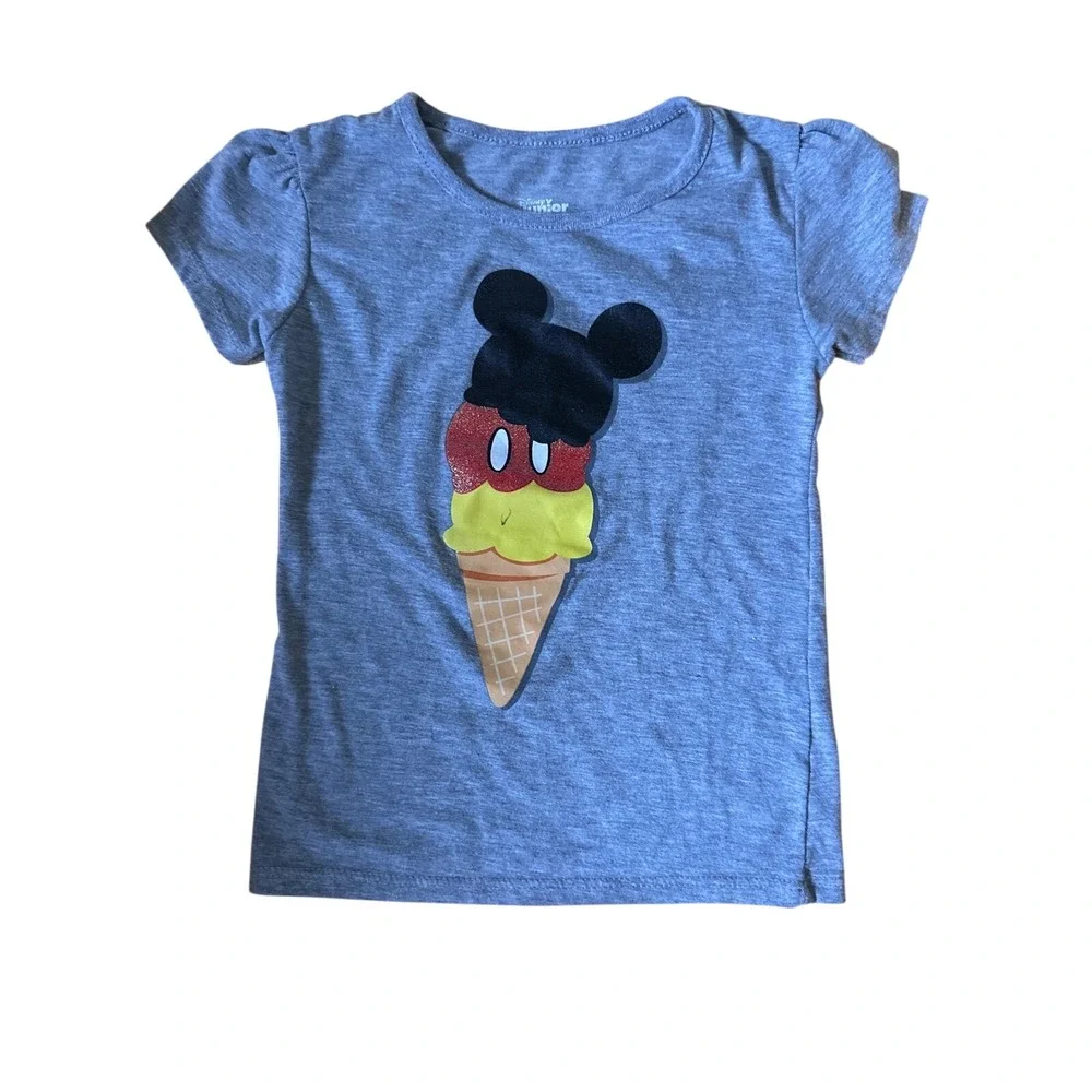 Disney Junior Minnie Mouse Ice Cream Cone T Shirt Toddler Girls Size 3T Gray‎