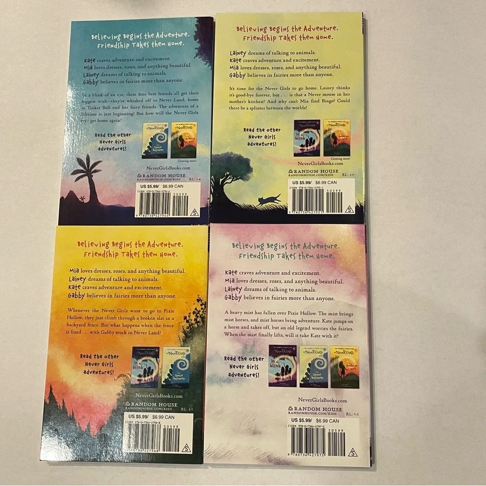 Disney Never Girls Books Lot 1-4‎ Kiki Thorpe Paperback Chapter Books Set