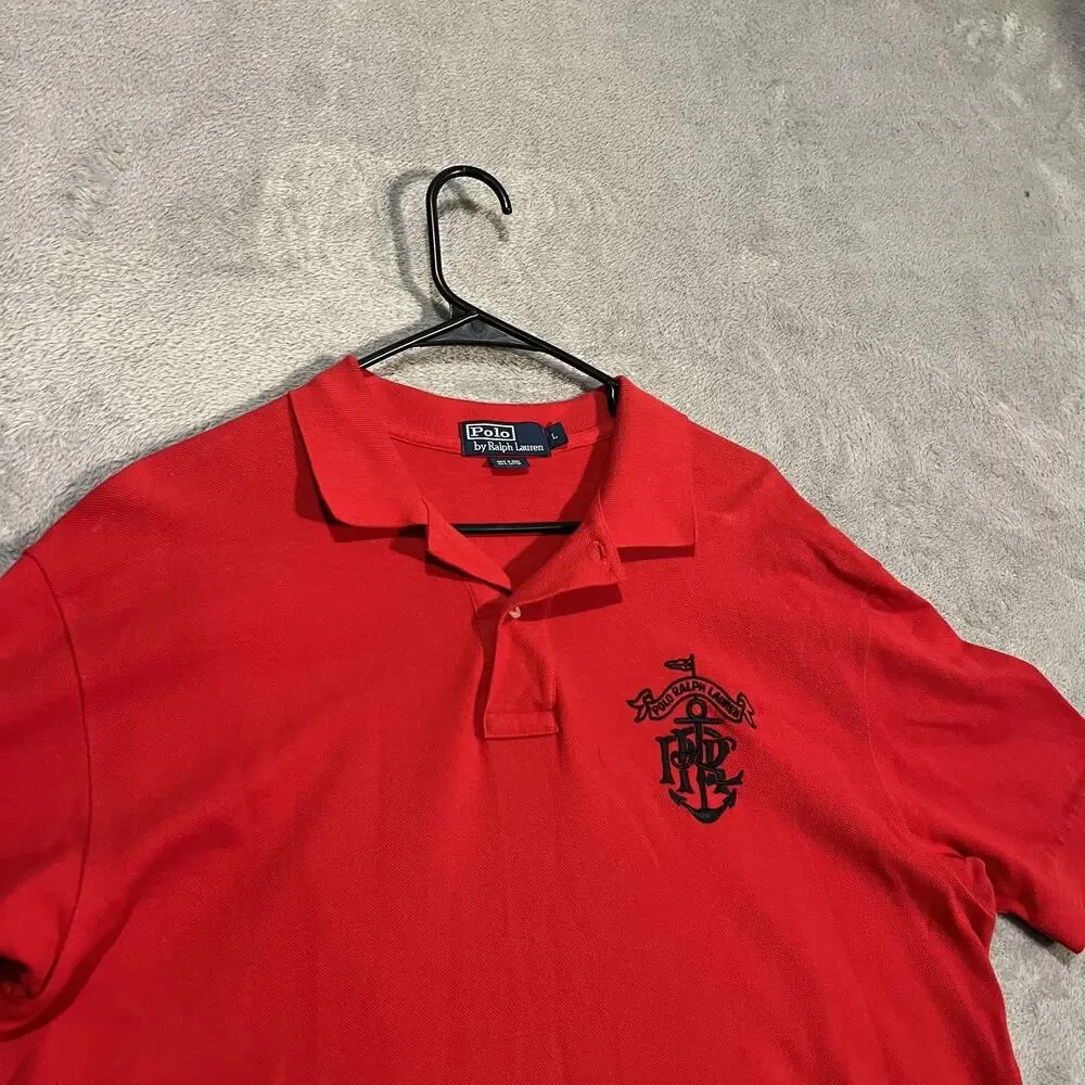 Polo Ralph Lauren Polo Shirt Mens Large Red Crest Logo Short Sleeve Embroidered