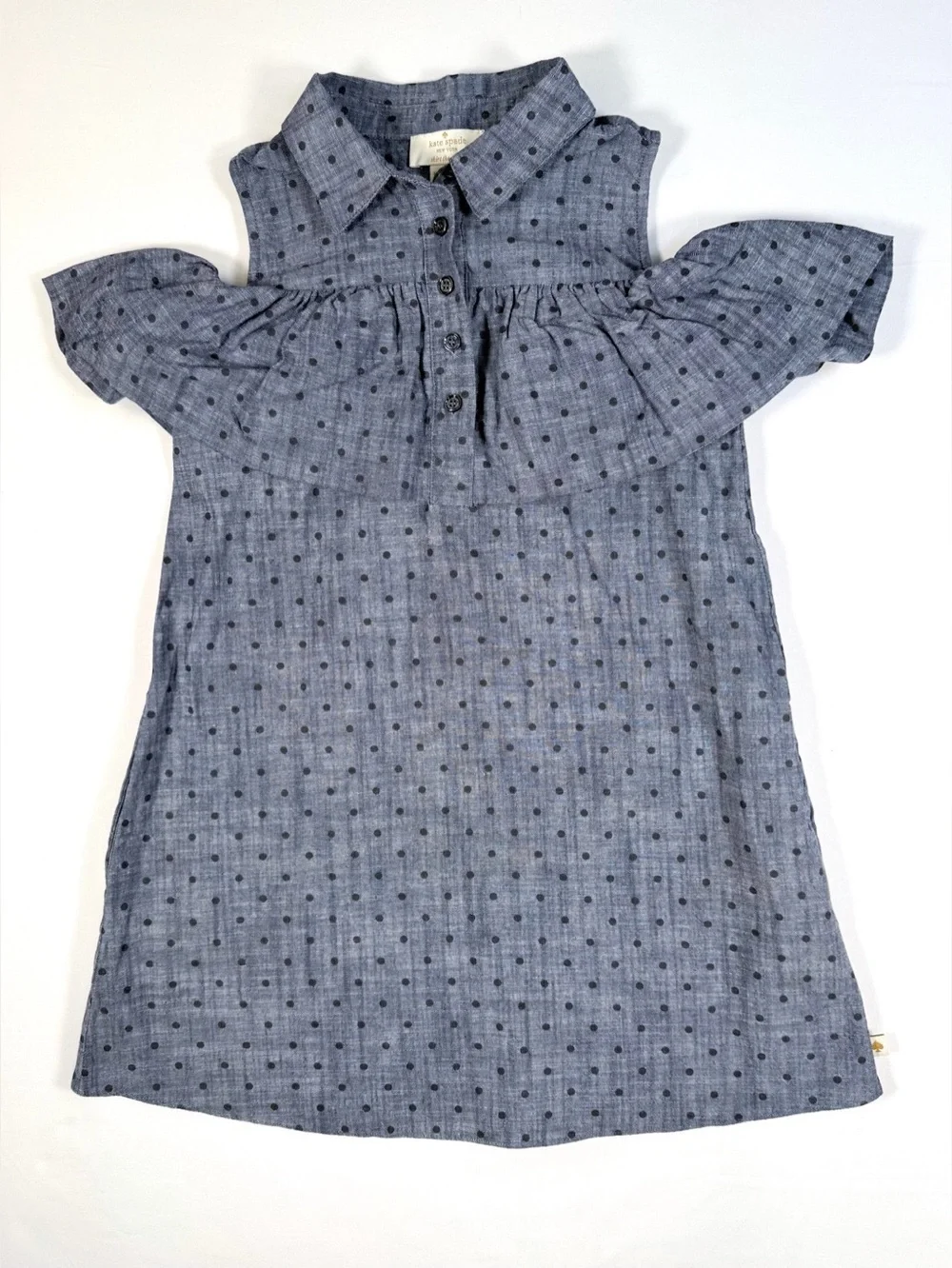 KATE SPADE Girls Polka Dot Cold Shoulder Dress Size 7 Preppy Designer Chic