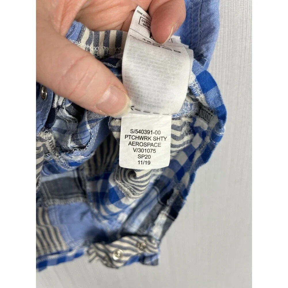 babyGap Romper‎ 3-6M Blue Patchwork Plaid Collar Romper One Piece Preppy Classic