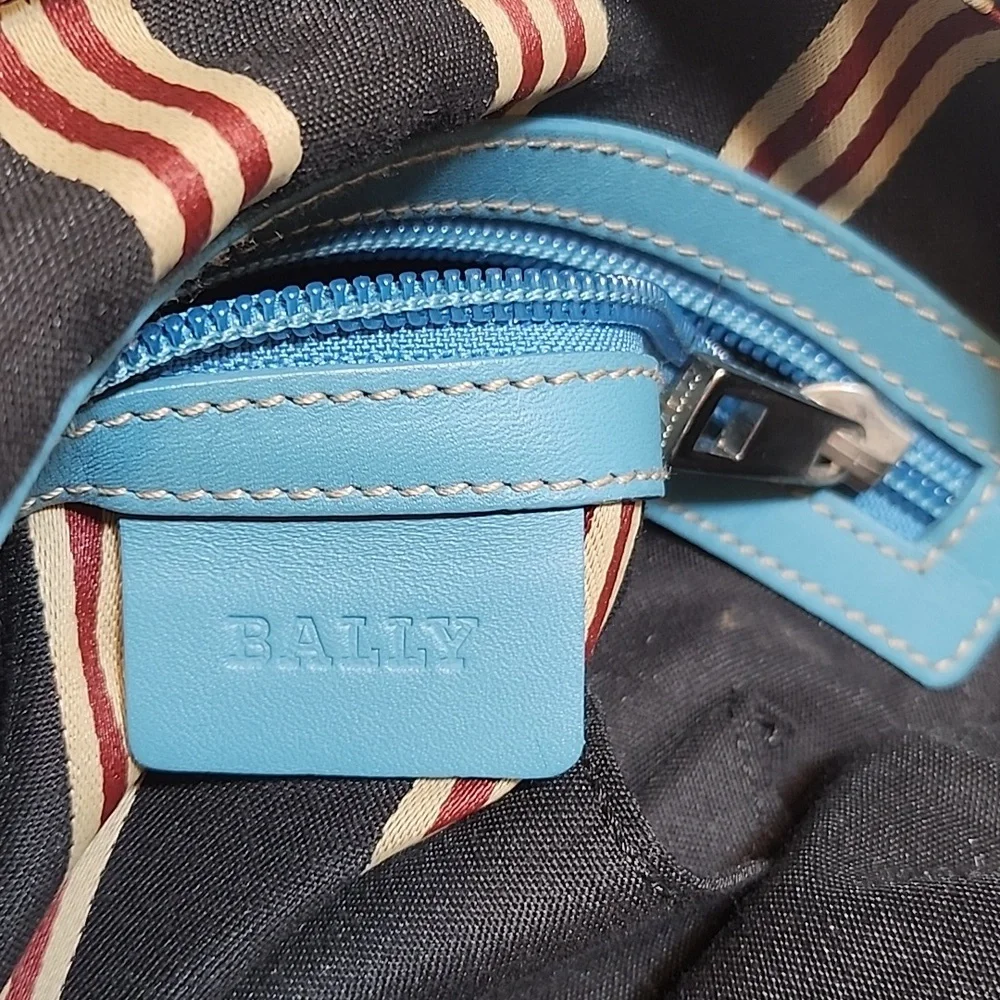 Bally Blue and Cream Canvas/ Leather Hobo Shoulder Bag