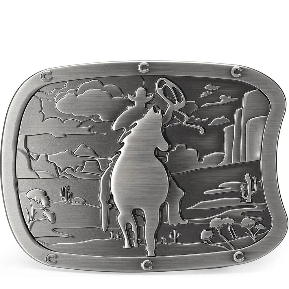 Silver tone Western Cowboy Belt Buckle