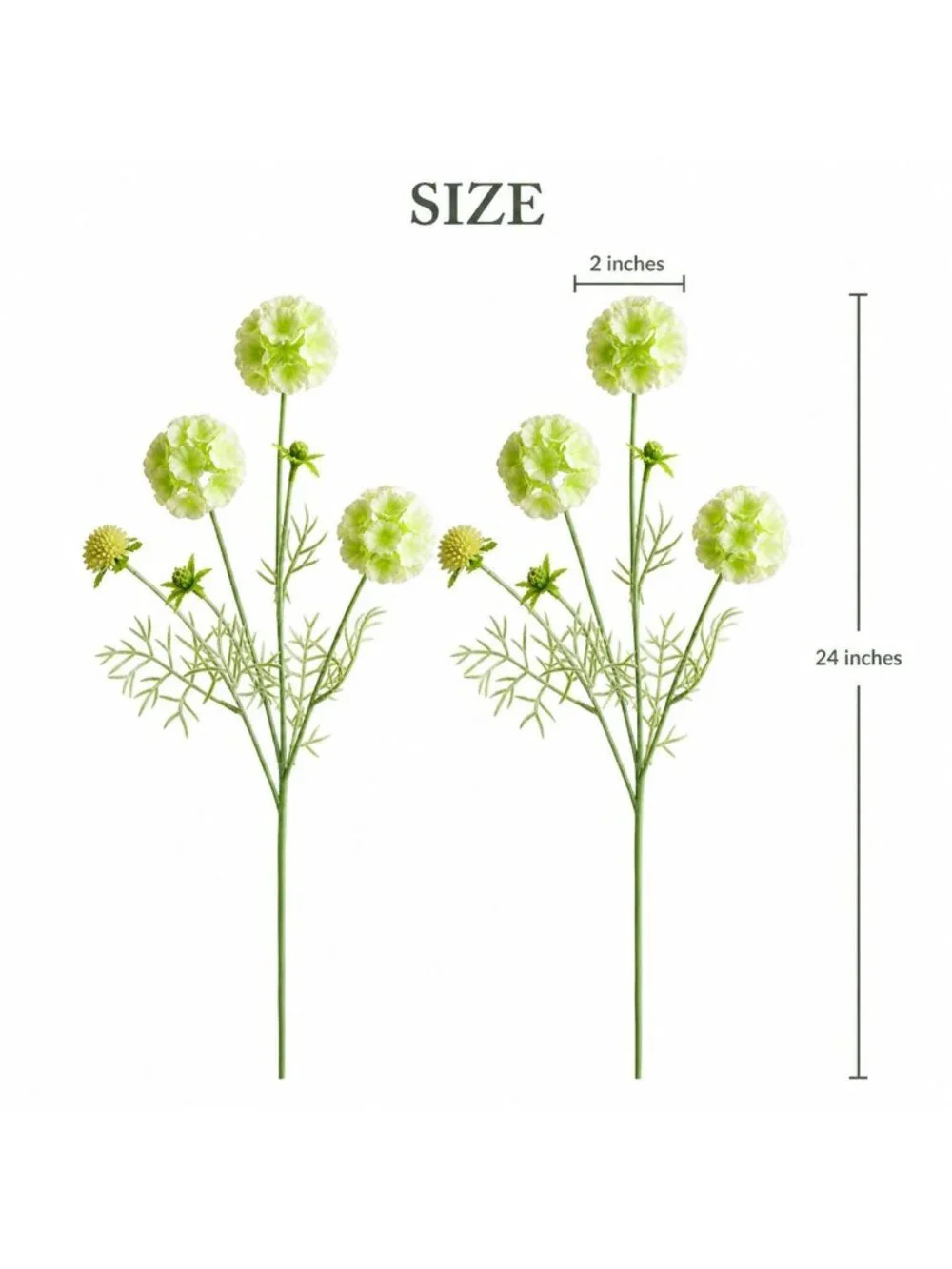 Scabiosa Flower Stems Green White Artificial Floral Filler