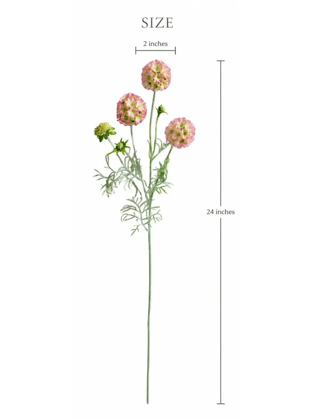 Scabiosa Flower Stems Pink Green Faux Wildflower Floral Filler