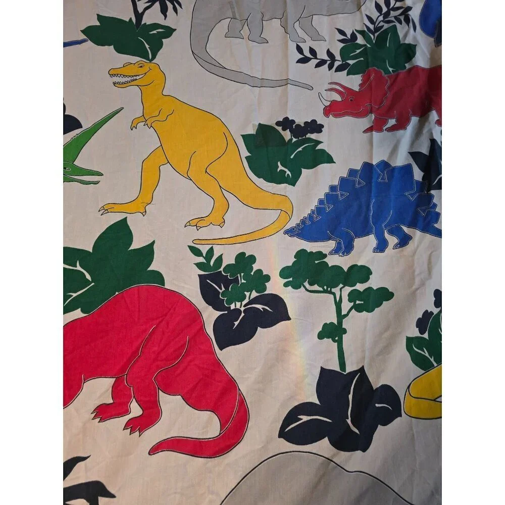 Vintage 80s Dinosaur Sheets Set Flat Fitted T-rex