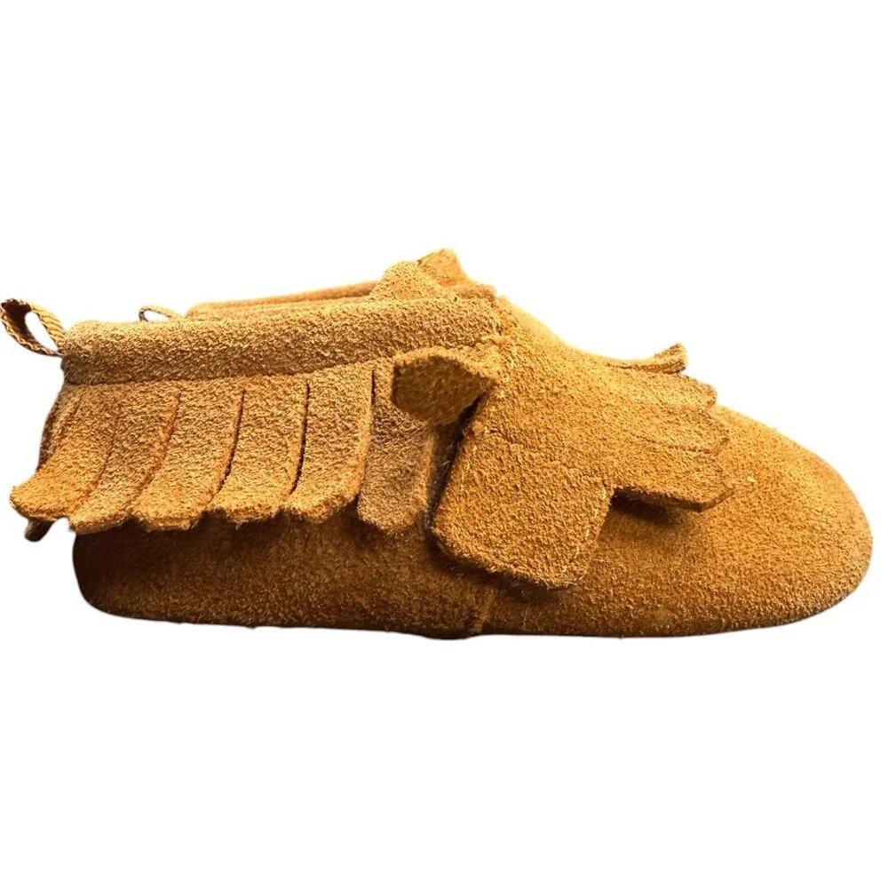 Baby’s Tan Genuine Leather Moccasins- Size 4‎