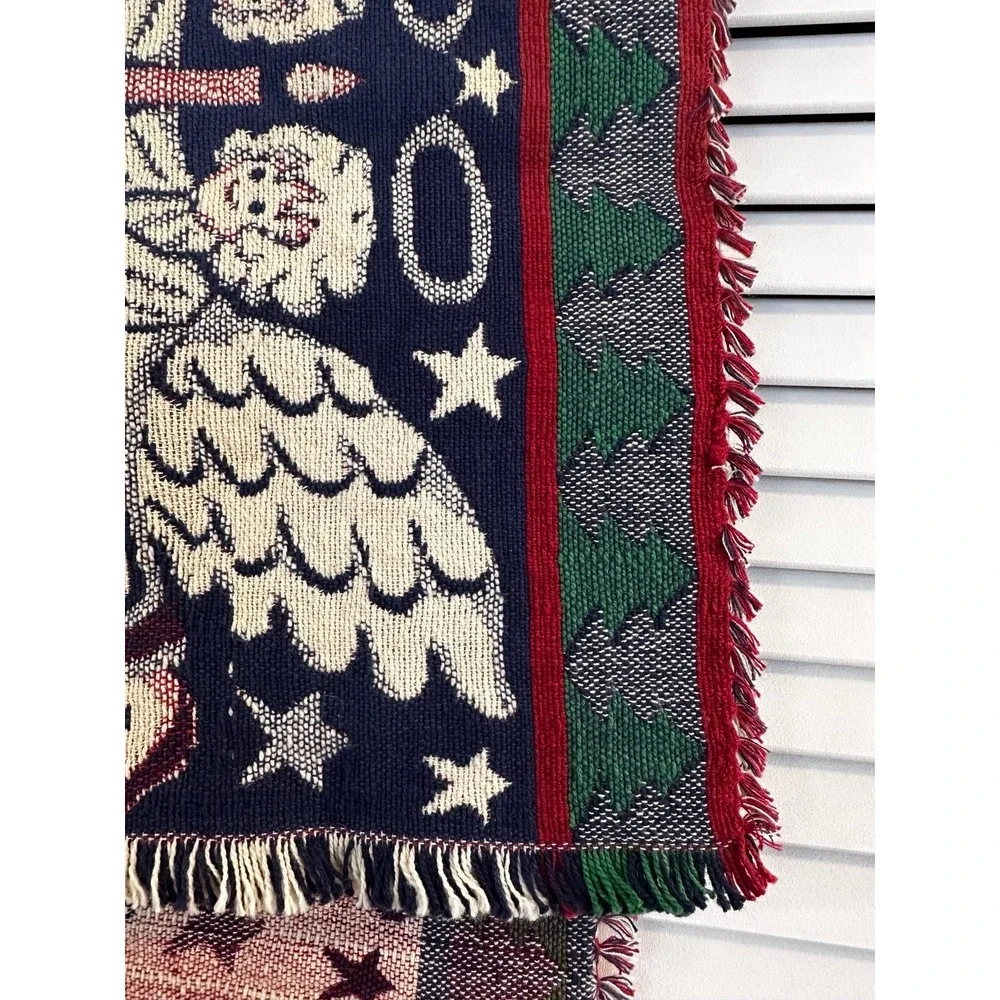 Vintage Angel Christmas Tapestry Table Runner‎ 90s Blanket