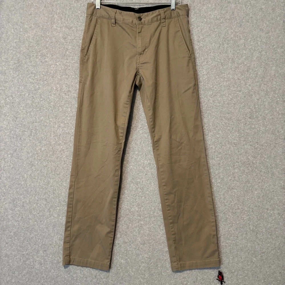 Volcom Men's 30‎ Chino Pants Khaki Tan Modern Stretch Straight Trousers Casual